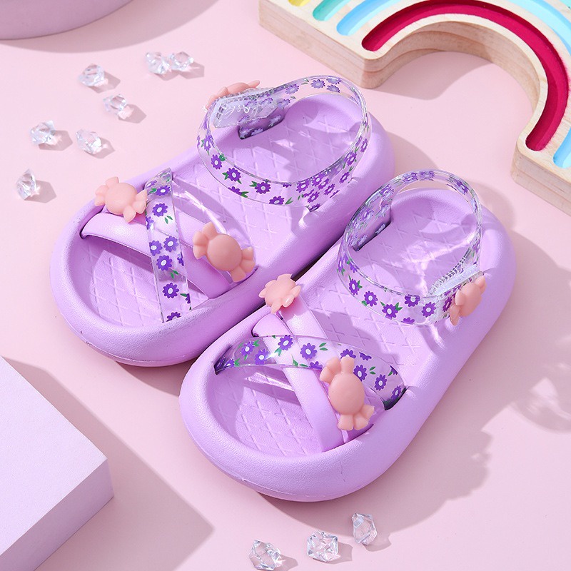 SH2245 GLORYKIDZ Sepatu sendal anak jelly transparan sol tinggi bunga permen candie floweri cute lucu size 14 - 19 untuk anak 1 sd 6 tahun