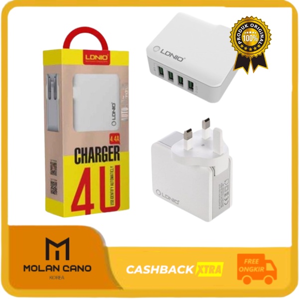 MOLAN CANO LDNIO A4403 4 USB Port 5V-4.4A Quick Charger Travel Adaptor Colokan USB