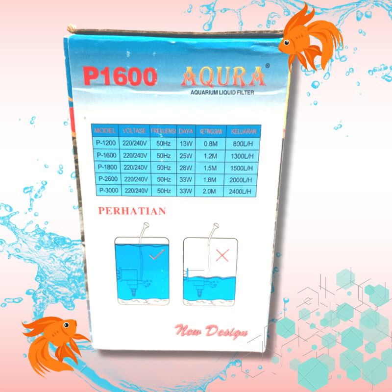 Promo murah pompa aquarium hidroponik AQURA P1600