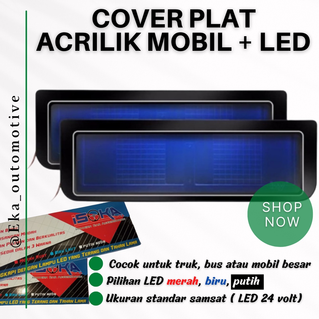 Cover plat mobil akrilik dengan lampu 24 volt