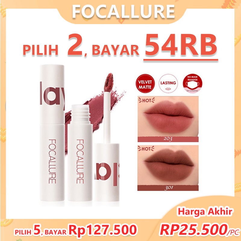 Focallure Matte Lipstik Lip Gloss Tahan Lama Hingga 24 Jam FA179