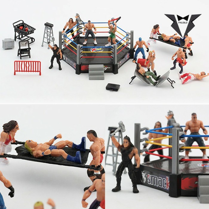 Murah Mainan Miniatur Set Figure Action Wrestling Wrestler Smack Down Gulat Murah