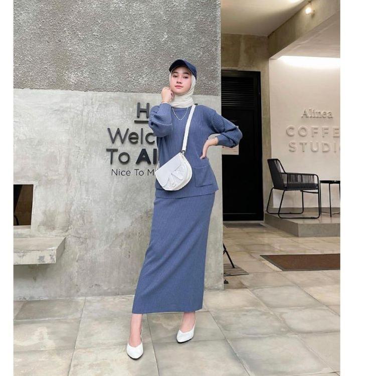 F81X [BISA ] Rok Rajut Span Maxi / Rok Rajut Panjang / Rok Span Knit Tebal Pum / Rok Span Panjang / 