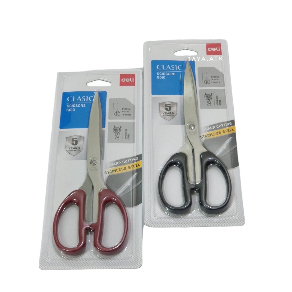 GUNTING KERTAS BESAR 8 IN DELI 6010 STAINLESS OFFICE SCISSORS TAHAN KARAT