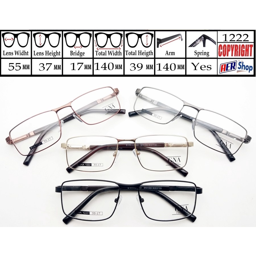 1222. Kacamata minus original GNA kacamata kacamata sport new frame metal
