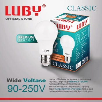 Lampu LED LUBY Classic 7 Watt Bohlam Bulb 7W W cahaya putih Cool Daylight CDL 6500K E27