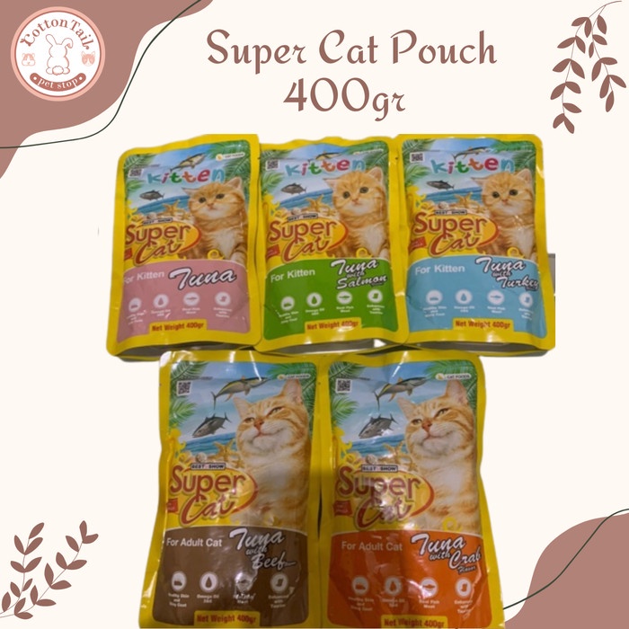 SUPERCAT POUCH 400GR / SUPER CAT POUCH 400 GR MAKANAN BASAH KUCING