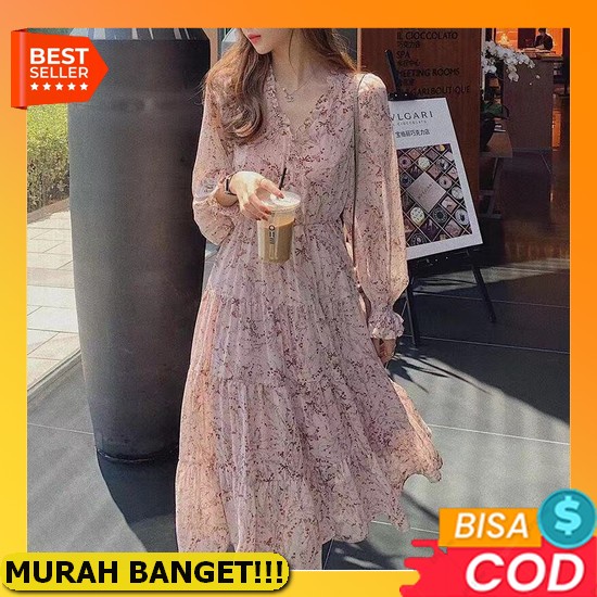 Gaun Korea/Gaun Korea/Gaun Impor Korea Selatan/Gaun Korea/Gaun Pertengahan Panjang/Gaun Panjang/Gaun