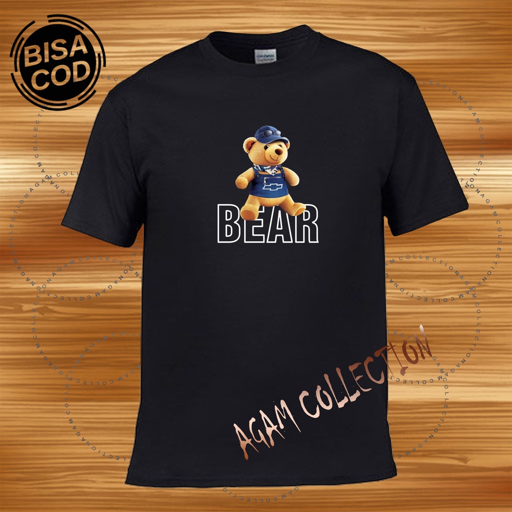 Agam ColleAgam Collection Baju Kaos Distro Lengan Pendek Boneka Bear Text Print DTF Premium Quality Kaos Keren Cewek Cowokction Baju Kaos Distro Cardinal Casual 018 Text Hitam Lengan Pendek Premium Quality