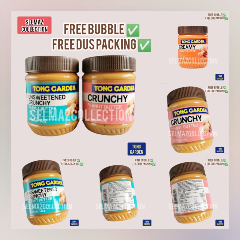 Jual Tong Garden Peanut Butter 340gr Unsweetened Cruncy Creamy Selai