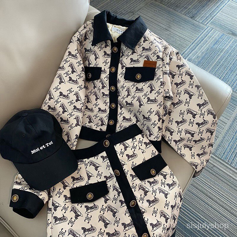 #Sisjuly# Setelan angin dupa kecil wanita mode baru retro temperamen setengah tubuh gaun dua potong