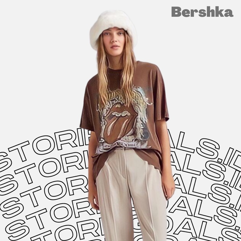 [OVERSIZED TSHIRT ORIGINAL] KAOS BAND PRIA WANITA OVERSIZED BERSHKA ORIGINAL 100%