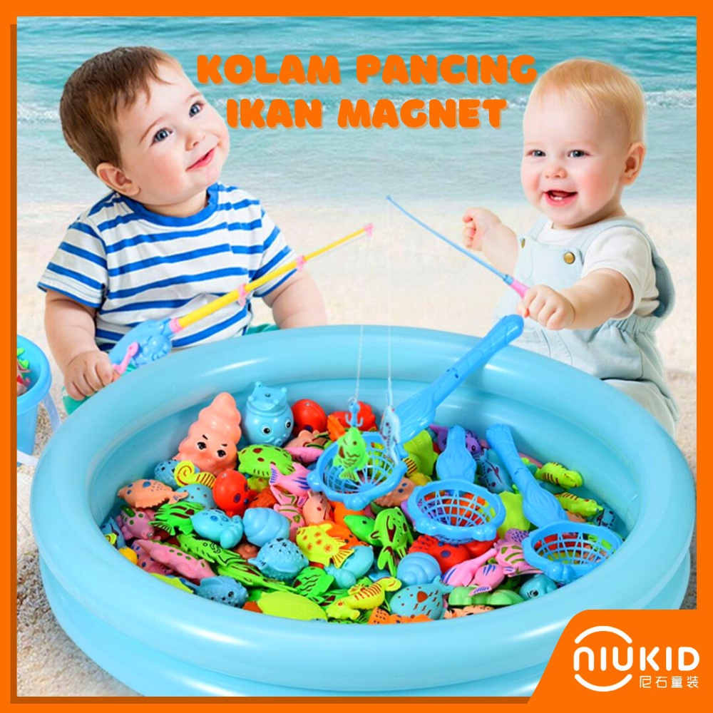 NIUKID MAINAN PANCING IKAN MAGNET DAN KOLAM PANCINGAN MAGNET ANAK