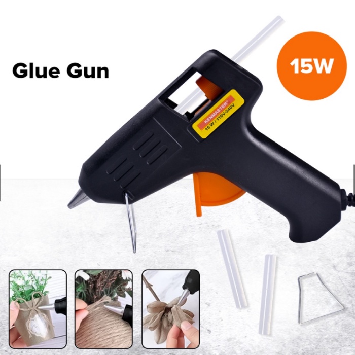 Glue Gun Kenmaster 15w Lem Tembak Hot Melt Gluegun BONUS REFILL