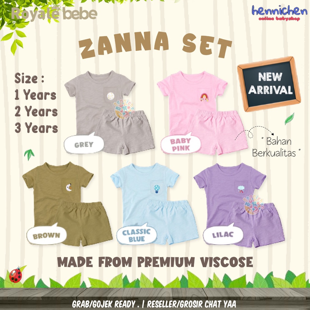 ROYALE BEBE ZANNA SET SETELAN BAJU PENDEK CELANA PENDEK ANAK FASHION BAJU ANAK 1-3 TAHUN