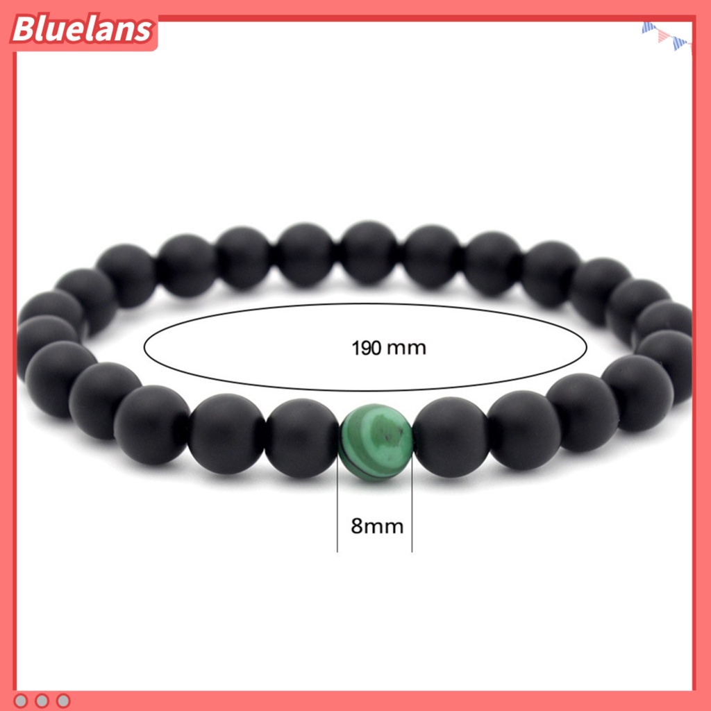 Bluelans 1pc / 2pcs Gelang Batu Malachite Pumice Imitasi Ukuran 8mm Untuk Pasangan