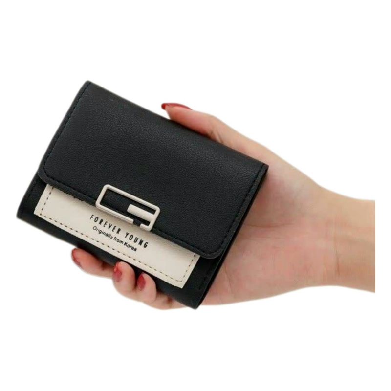 Dompet Lipat Cewek D665 Penutup Kancing Import