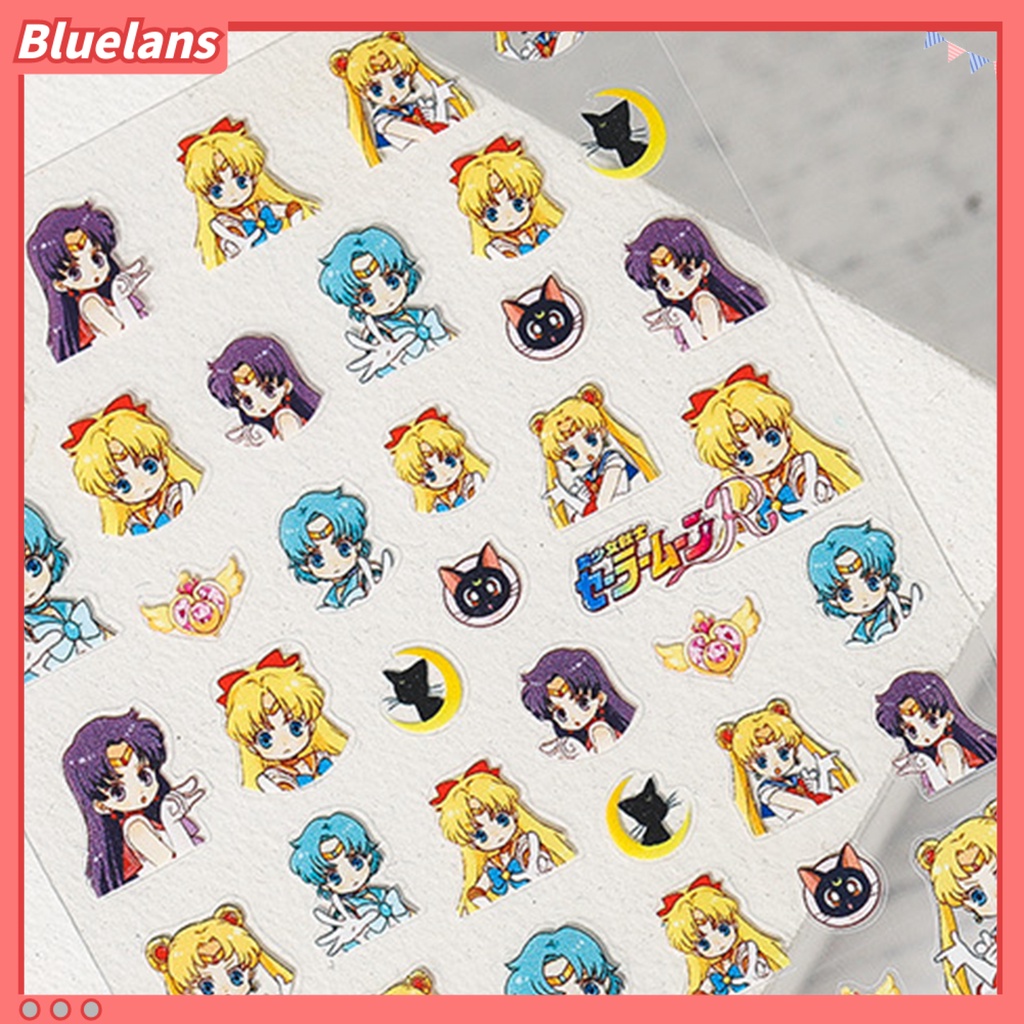 Bluelans Stiker Kuku Motif Kartun 5D Gaya Jepang Untuk Dekorasi Manicure