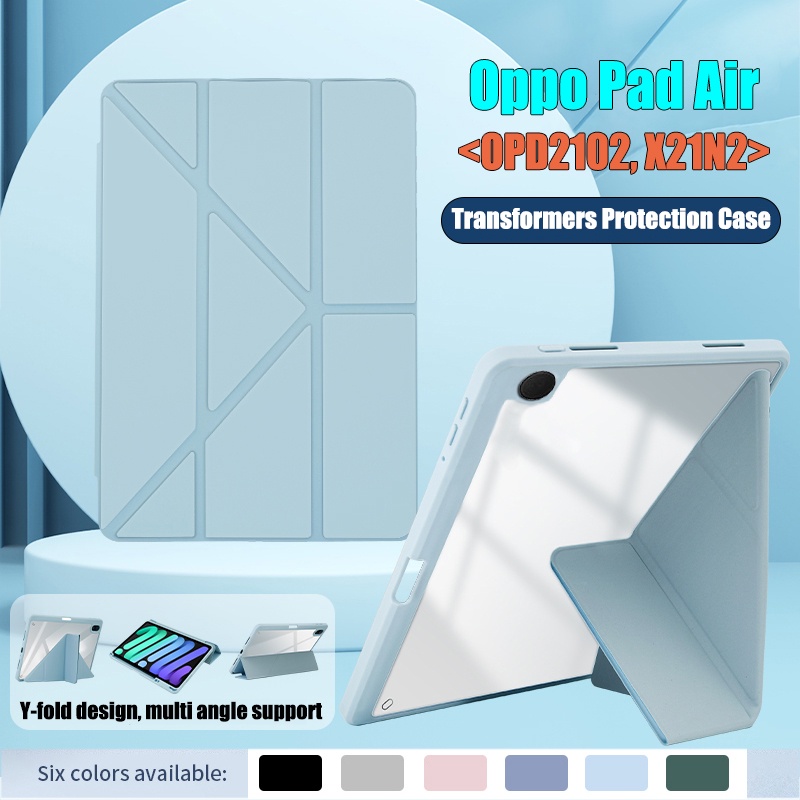 Untuk Oppo Pad Air (2022) 10.36&quot; OPD2102 X21N2 Fashion Ujung Tinggi Akrilik Bening Y-Bracket Transformers Flip Stand Case Tablet Penutup Pelindung