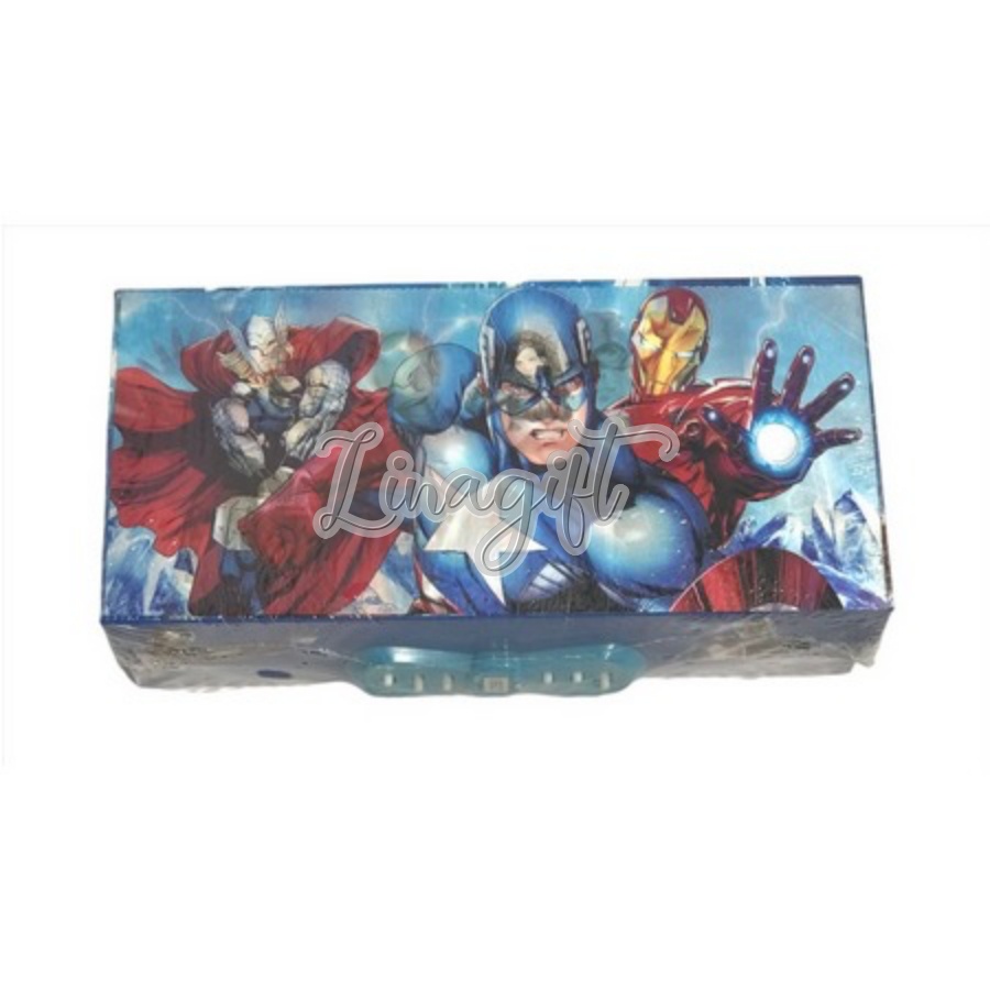TEMPAT PENSIL KODE / KOTAK PENSIL / PENCIL CASE PASSWORD 3D HOLOGRAM 3 TINGKAT AVENGERS HELLOKITTY LOL BOYS CARS SPIDERMAN DORAEMON UNICORN PONY FROZEN LOL HIJAB