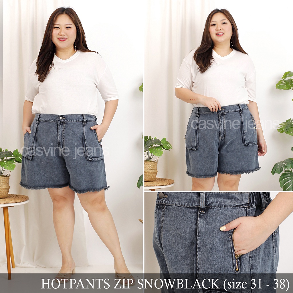 Celana Pendek Wanita Hotpants Rawis Rumbai Non Stretch Destroy Bigsize Jumbo Mom Jeans