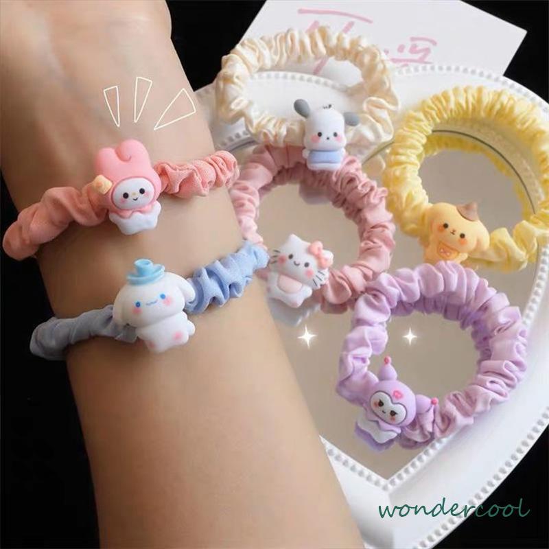 Cincin Usus Kecil Kartun Anjing Cinnamoroll  Cincin Rambut  Gaya Manis Manis Lucu Tali Rambut-Won