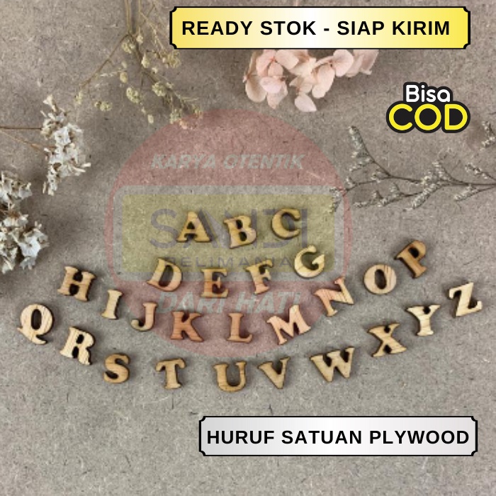 Huruf Kayu Plywood Dekorasi Mahar Pernikahan Ukuran 5cm