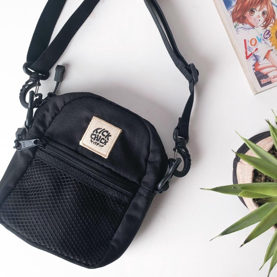 Siap Kirim Kickchick Tas Selempang Slingbag | Yukio Series | Hitam Ungu Biru Board Merah