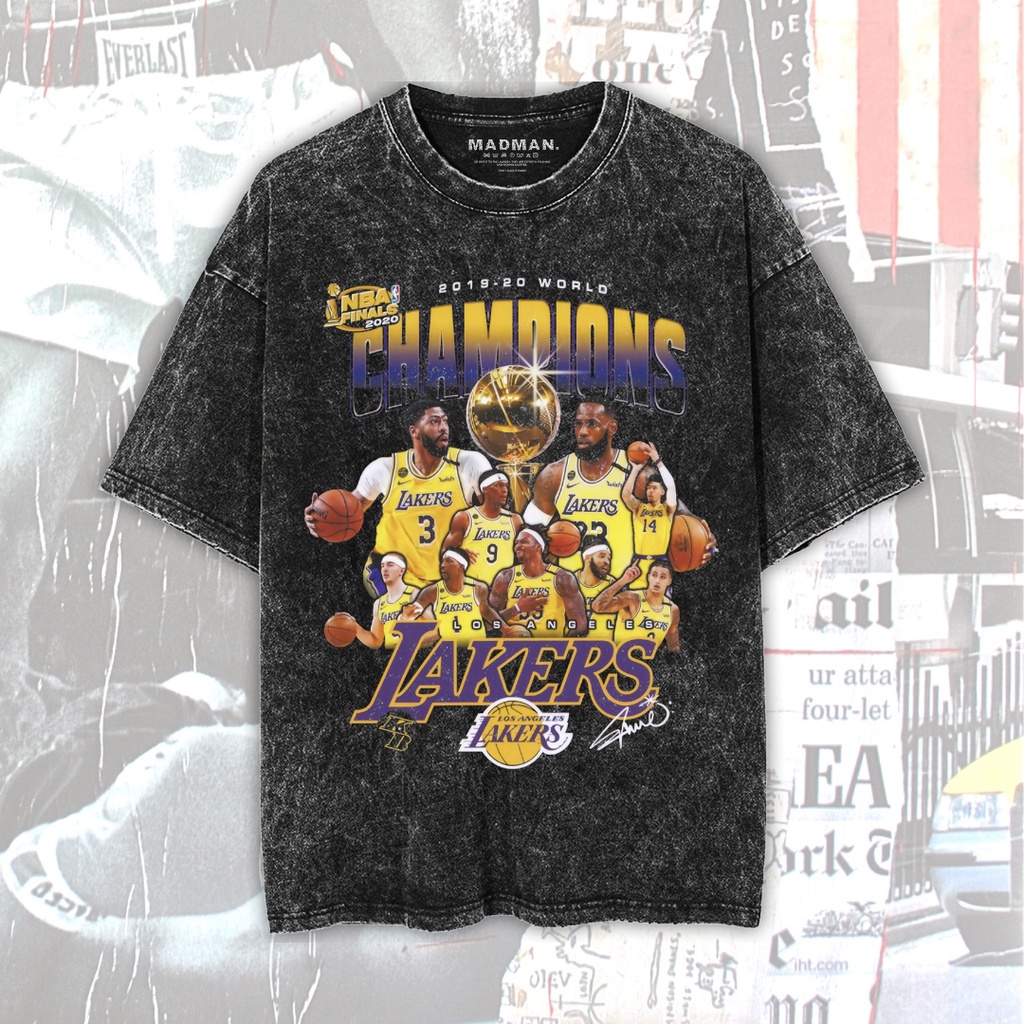 MADMAN Kaos LAKERS Premium Oversize Stone Wash T-Shirt | Kaos Basket | Washed | Vintage tee | WO
