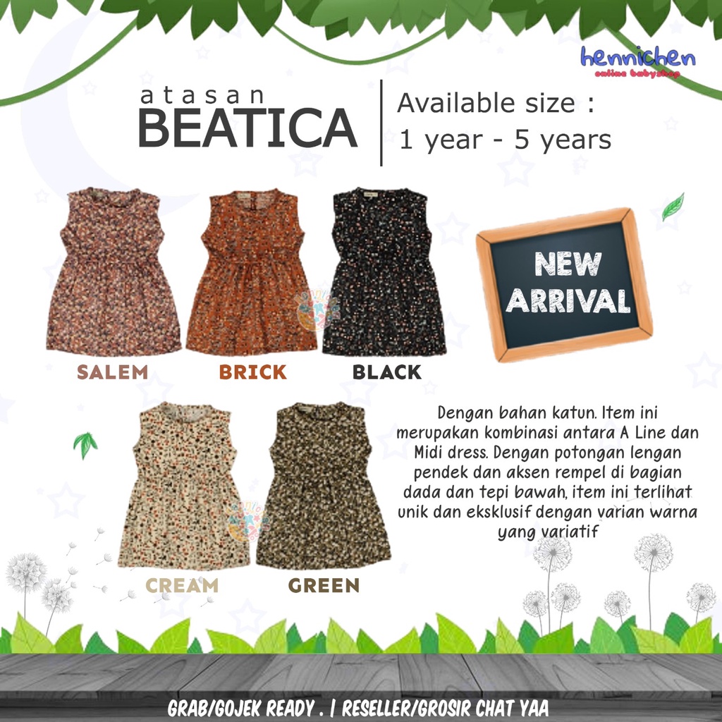 BEATICA DRESS ANAK REMPEL DRESS OBLONG ANAK PENDEK FASHION ANAK PEREMPUAN 1-3/ 5 TAHUN OVIKIDS