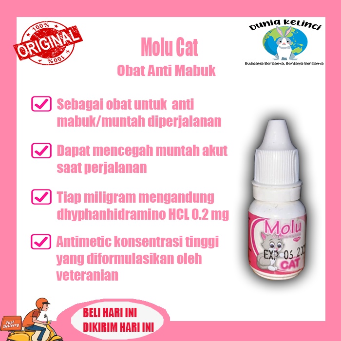 MOLU CAT Obat Anti Mabuk Perjalanan Muntah Kucing Adult Kitten