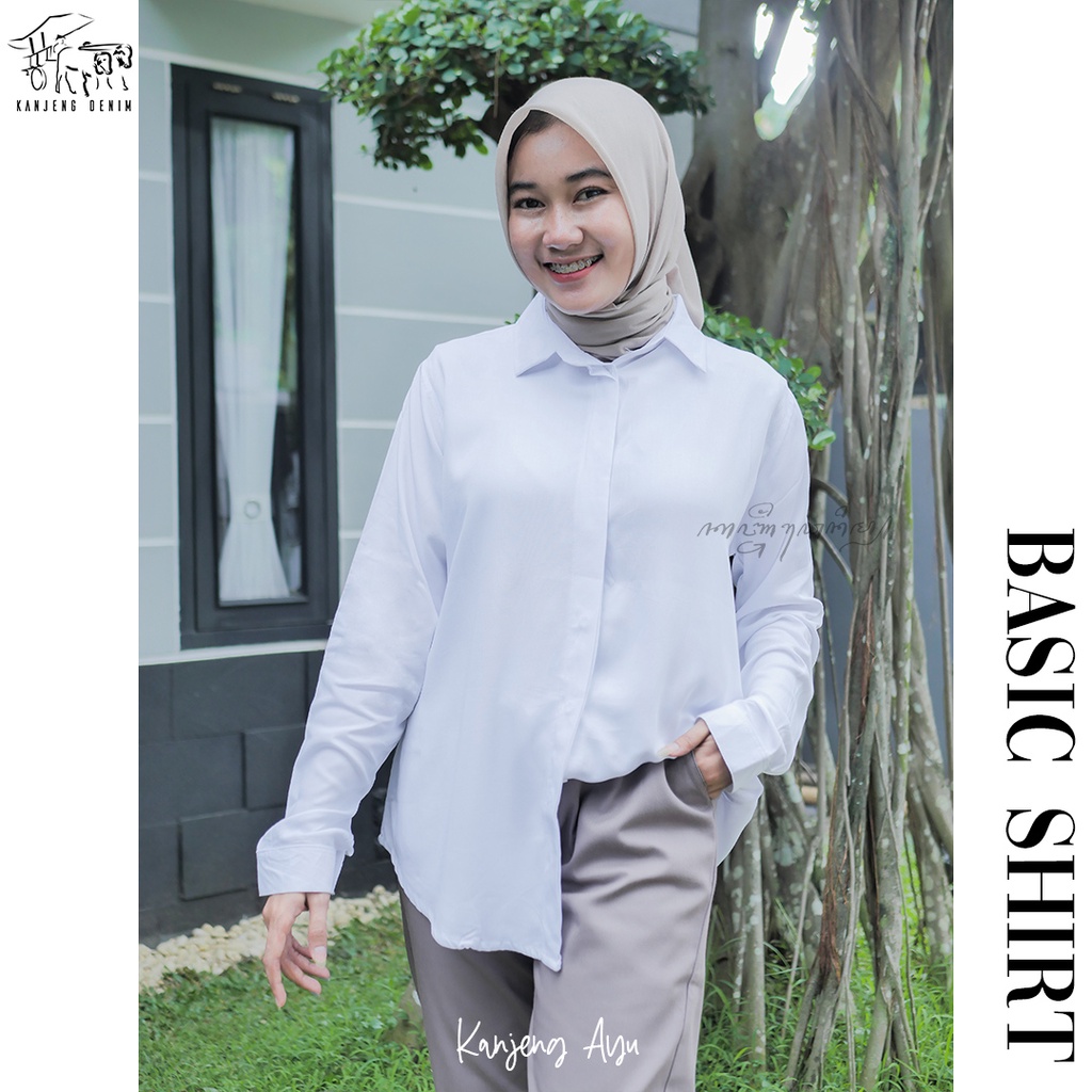 Kemeja Wanita Basic Polos Rayon Twill Premium