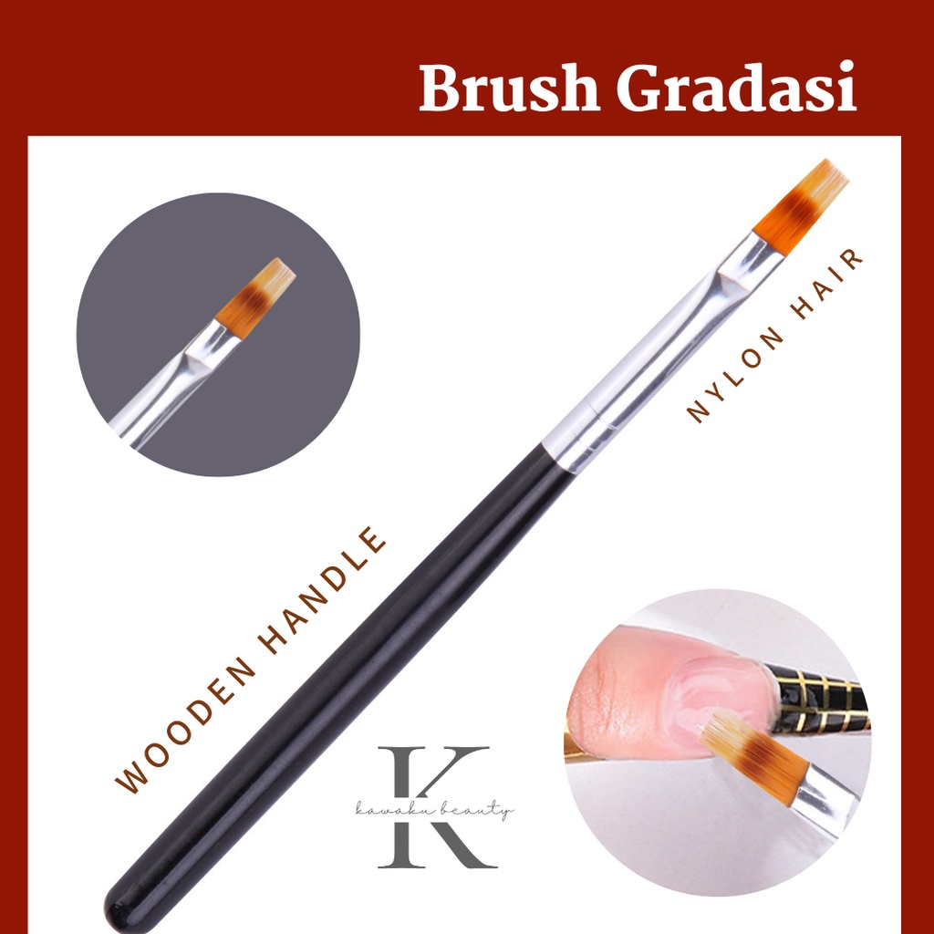 Brush Flat Thin tip HITAM NP-52 ombre nail art kutek
