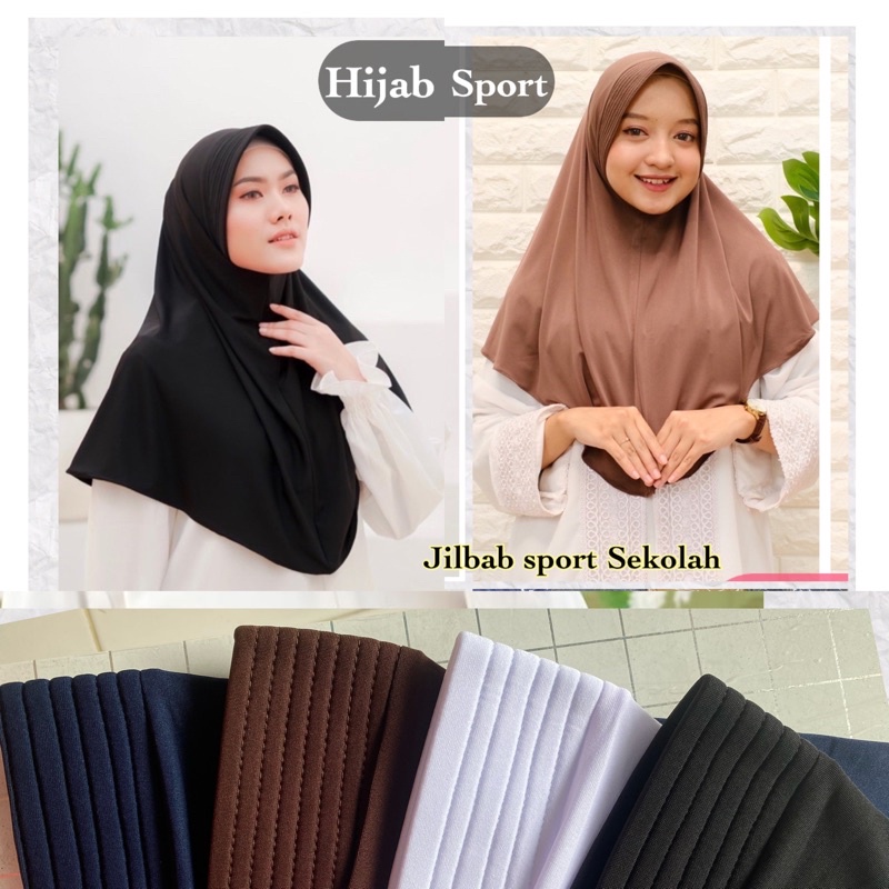 Hijab Sport/ jilbab sport sekolah/ bergo sport L / Jilbab pet bahan jersey