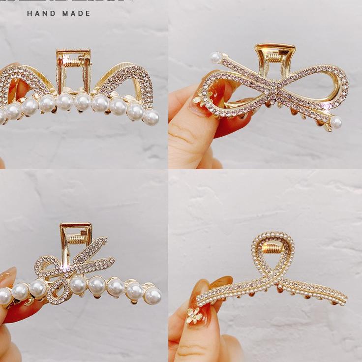 Super Viral Jepit Rambut Medium Berlian Imitasi Mutiara Korea fashion Penjepit rambut