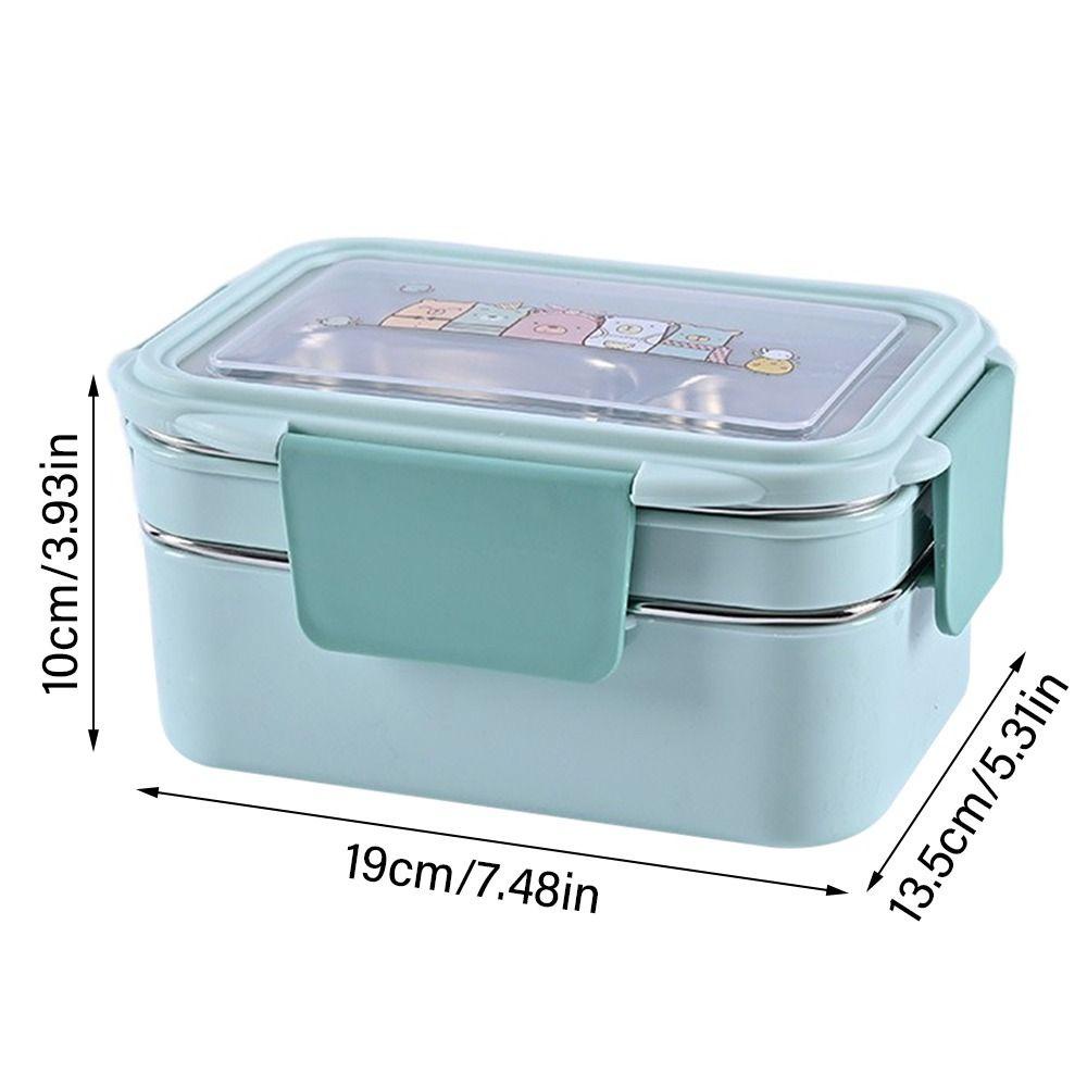 Top Lunch Box Microwavable Rectangle Grid Untuk Siswa Pekerja Kantor Wadah Makanan