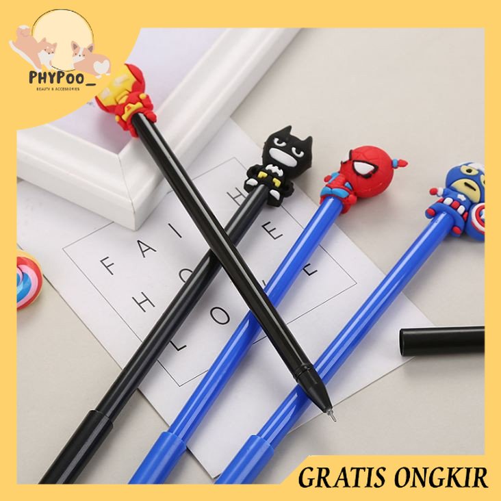 

PHY-PULPEN SUPERHERO MARVEL AVENGERS PULPEN GEL KARAKTER BATMAN SPIDERMAN IRONMAN CAPTAINT AMERICA