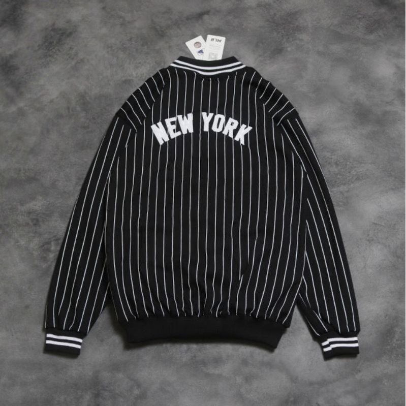 VARSITY MLB NEW YORK HITAM SALUR BORDIR FULLTAG&amp;LEBEL PREMIUM