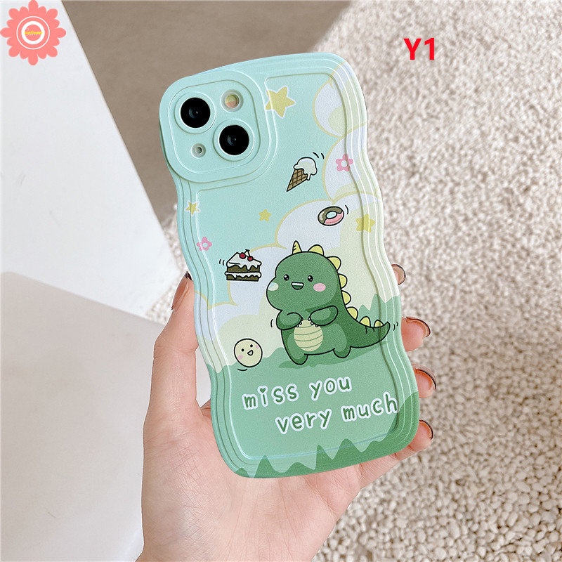 Happy Milk Tea Case Samsung A14 A12 A04 A04E A03s A13 A23 A52 A53 A20 A51 A04s A03 A20s A22 A50 A32 A30s A50s A31 A30 A52s A02s A11 A21s Kue Donat Dinosaurus Kecil Soft Cover