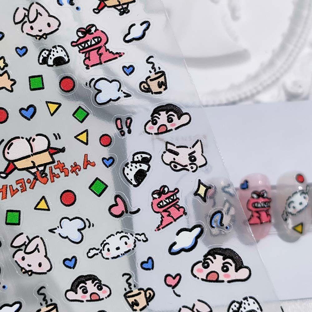 Agustina Kartun Stiker Kuku Fashion Gadis Pikachu Stitch Manicure Aksesoris Crayon Shin Chan Nail Art Dekorasi