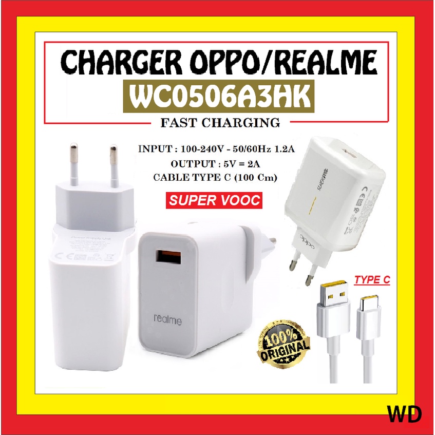 CHARGER REALME OPPO CASAN TYPE C CABLE WC0506A3HK 30W 65W WHITE FAST CHARGING ORIGINAL GARANSI