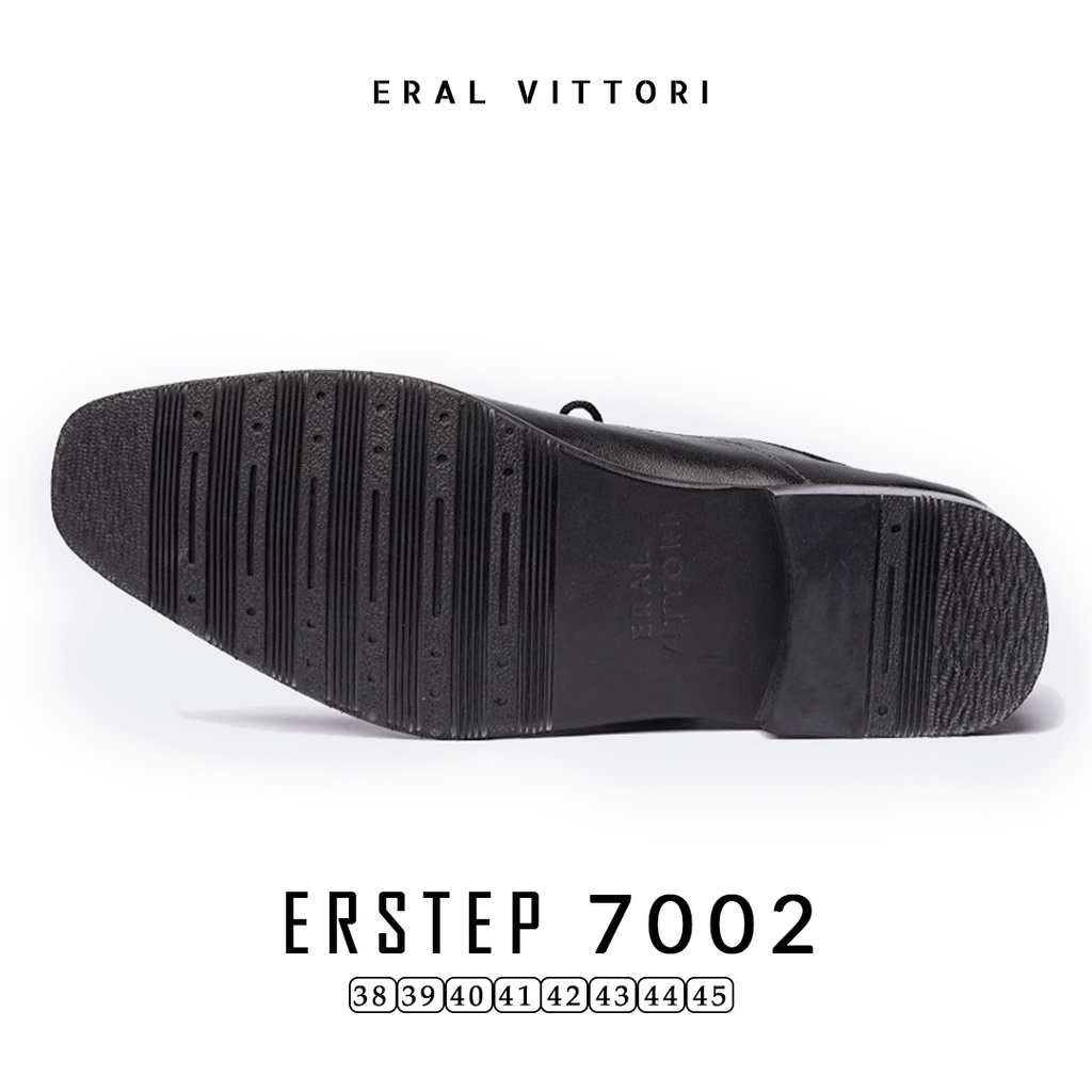 Eral Vittori - Erstep 7002  Sepatu Pantofel Pria Kulit Tali Formal Kantor Hitam