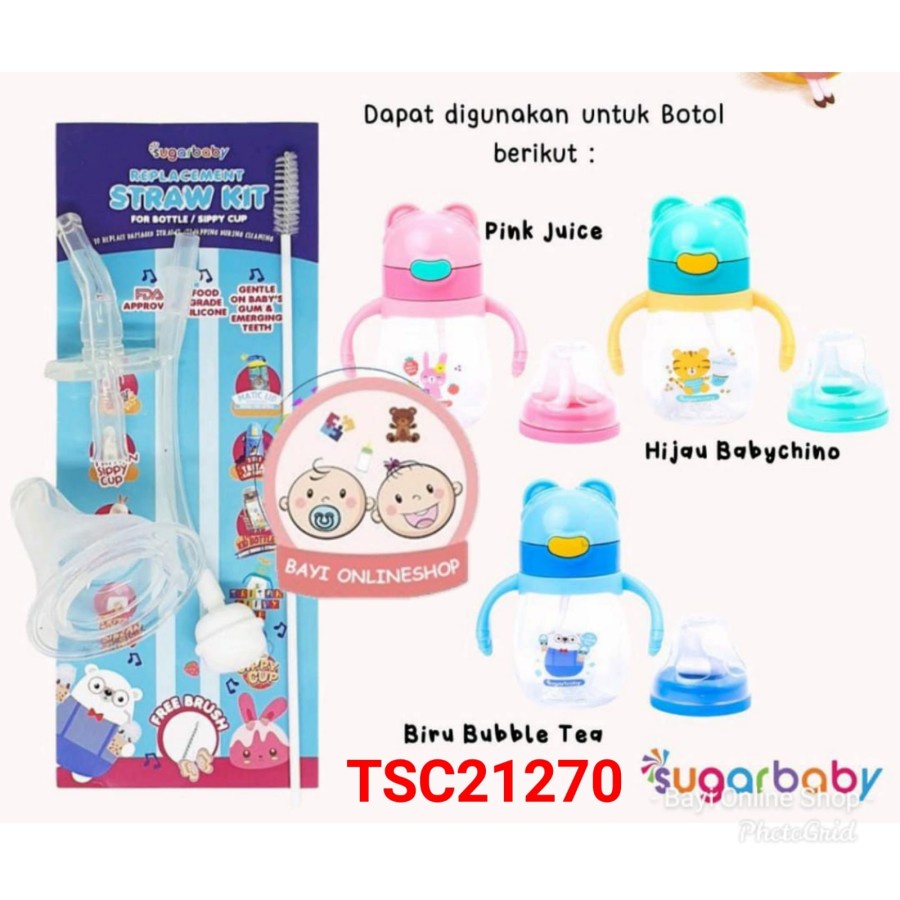 Sugar Baby Replacement Straw &amp; Brush for Sippy Cup Tritan Bottle / Sedotan Pengganti Botol Minum Sugar Baby