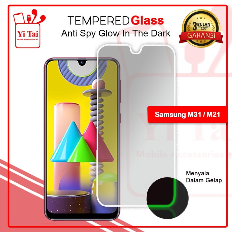 YI-TAI TEMPERED GLASS PREMIUM SPY GLOW IN THE DARK SAMSUNG M10 SAMSUNG M11 SAMSUNG M20 SAMSUNG M21 SAMSUNG M22 SAMSUNG M23 5G WHITE_CELL