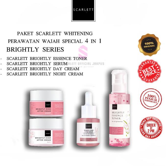 Paket 4 IN 1 Perawatan Wajah Acne/brightly Scarlett Whitening Special