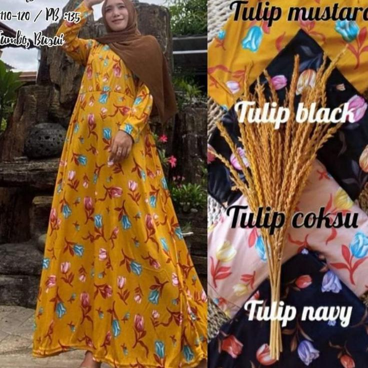 Big Sale GAMIS HYGET JUMBO MOTIF BUNGA TULIP / GAMIS HYGET TERMURAH