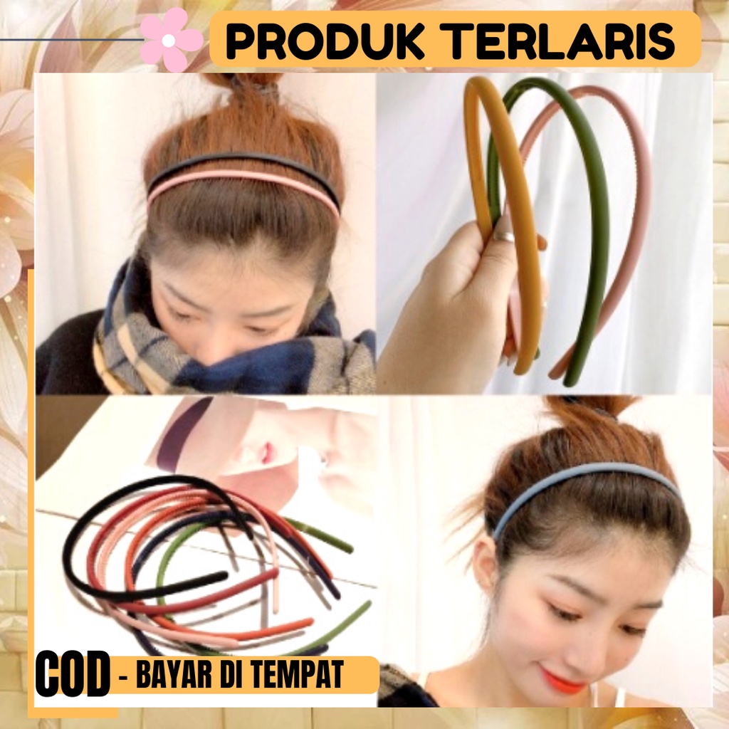 Bando Doff Lidi KOREA WARNA RANDOM SIMPEL Polos / Bando Polos Bandana Aksesoris Rambut Wanita Tokopelanginicer