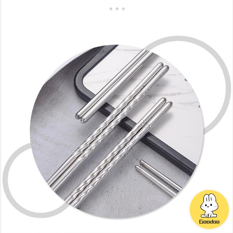 Sumpit stainless steel non kid home bundar sumpit medium medium kosong insulasi termal kantin peralatan meja peralatan makan -Doo
