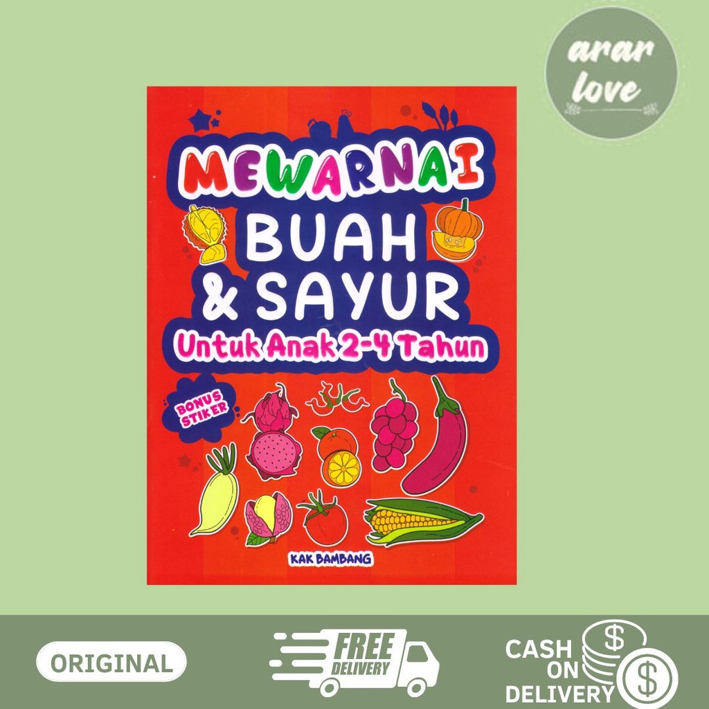 BUKU MEWARNAI BUAH & SAYUR UNTUK ANAK 2-4 TAHUN