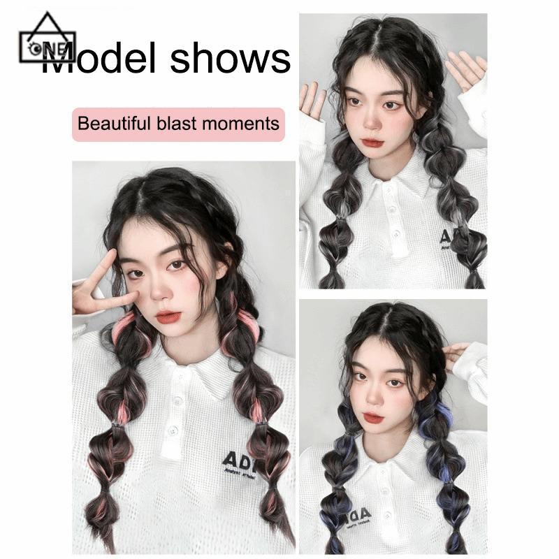 COD❤️Ekor Kuda Poni Ganda Tinggi Wanita  Sorot Lantern Puff  Kepang Twist  Kepang Wig Tali Rambut Ikat Hair Extension Hairclip Korea lima klip